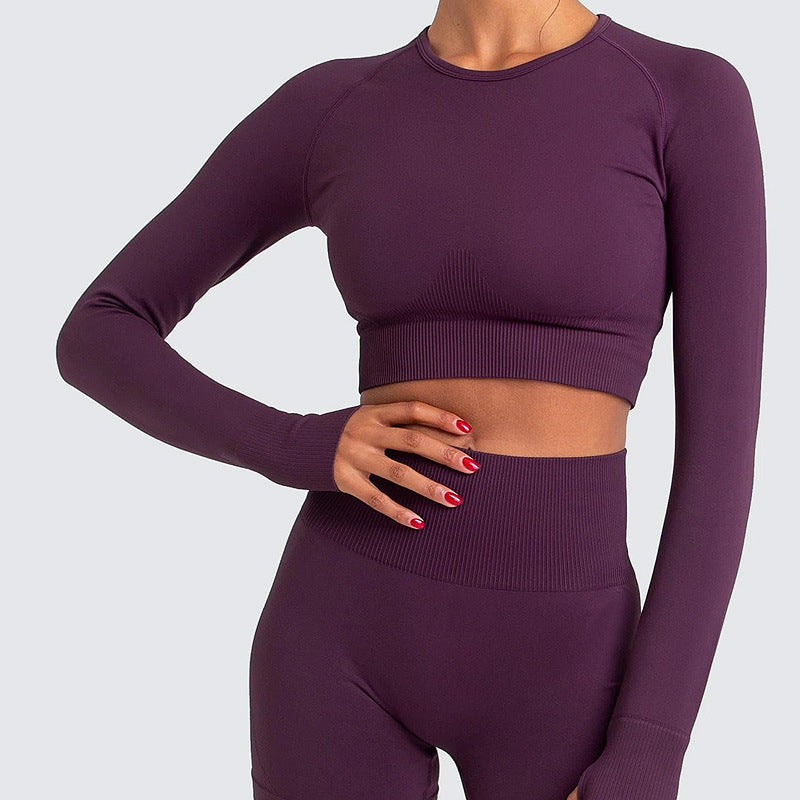 Knitted Seamless Long-Sleeved Trousers Yoga Suit