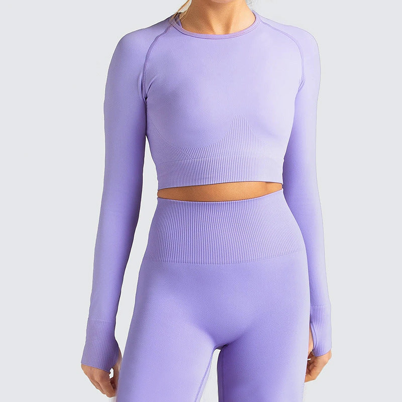 Knitted Seamless Long-Sleeved Trousers Yoga Suit