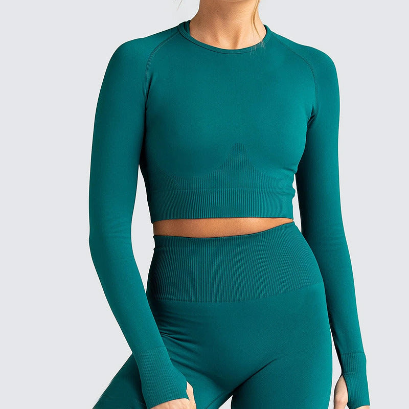 Knitted Seamless Long-Sleeved Trousers Yoga Suit