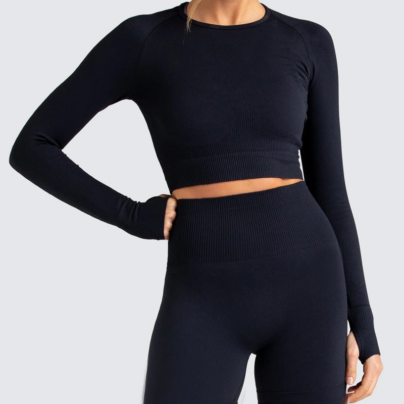 Knitted Seamless Long-Sleeved Trousers Yoga Suit