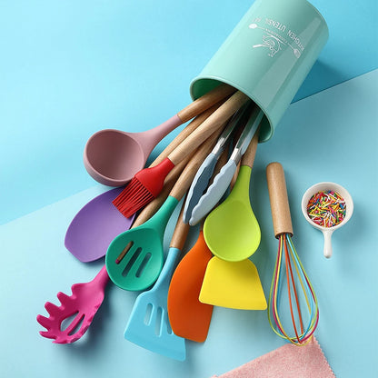 Silicone Kitchenware Cooking Utensils Set Heat Resistant Kitchen