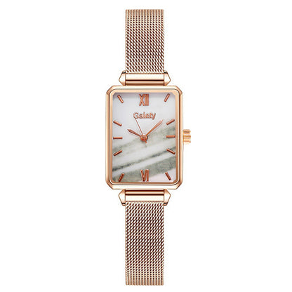 Alloy Mesh Belt Small Green Watch Korean Fashion Ladies Square Head Quartz Watch