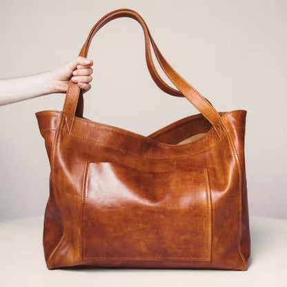 Soft Leather Large Capacity One-shoulder Tote Bag