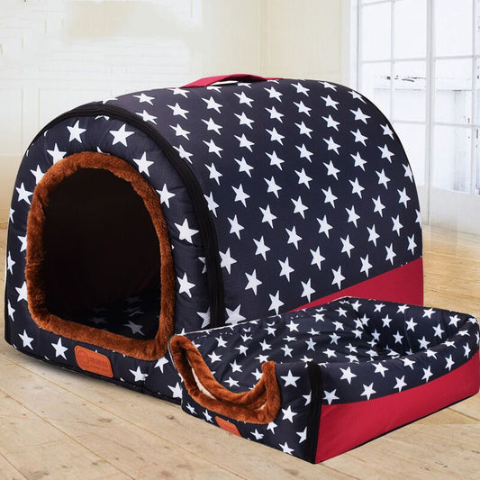 Pet Big Dog House Fully Removable And Washable Pet Kennel Cylinder Portable Dog House Golden Retriever Kennel