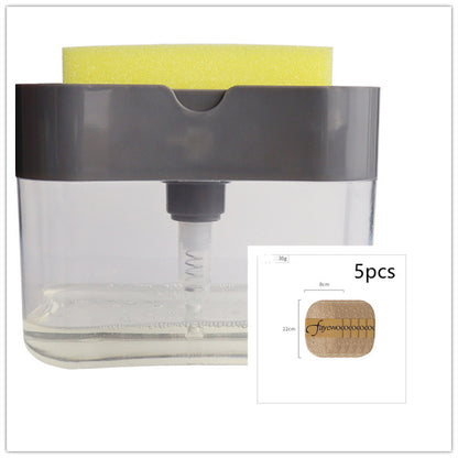 2-in-1 Soap Dispenser Sponge Caddy Push-type Liquid Box Detergent