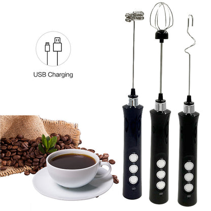 New Product Rechargeable Electric Milk Frother Stainless Steel Mixer Baking Eggbeater Electric Milk Frothing With Base