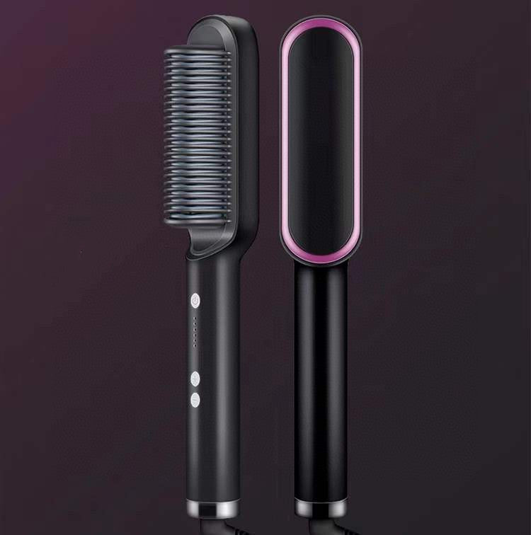 New 2 In 1 Hair Straightener Hot Comb Negative Ion Curling