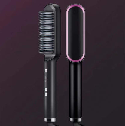 New 2 In 1 Hair Straightener Hot Comb Negative Ion Curling