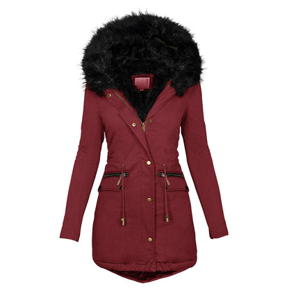 Women's Plush Hooded Parkas Winter Warm Thick  Zip-up Jackets