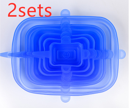 The 6-piece set of multi-functional silicone lid can be stretched to seal