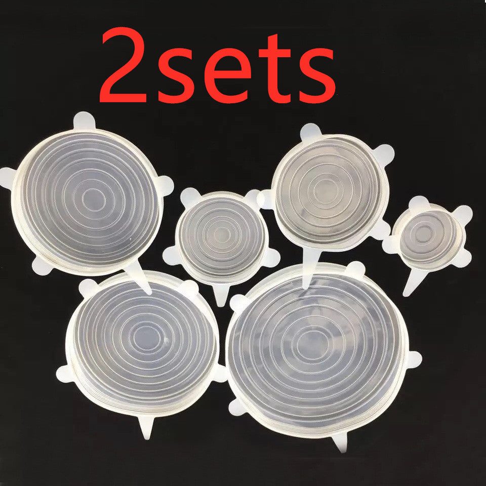 The 6-piece set of multi-functional silicone lid can be stretched to seal