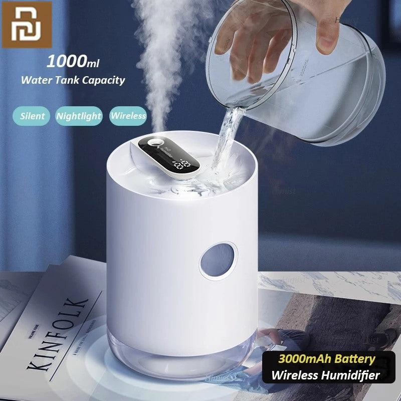 Air Humidifier 1L 3000mAh Portable Wireless Diffuser