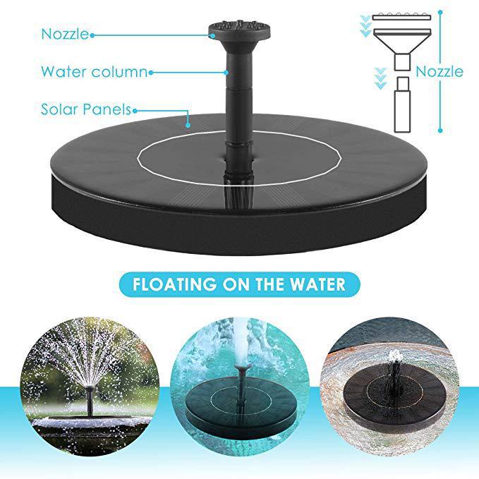 Solar Fountain  Water  Outdoor Garden Circular Floating
