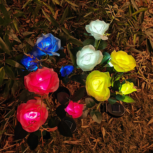 Resin Craft Lotus Tulips Flower LED Solar Light Outdoor