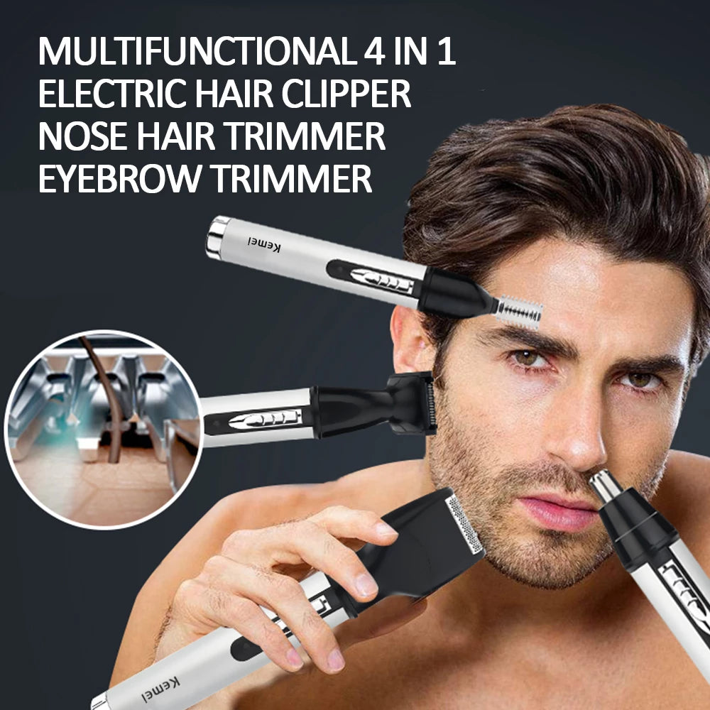 4 in1 Electric Nose Ear Trimmer Nasal Hair Cut Clipper Unisex Hair Remova