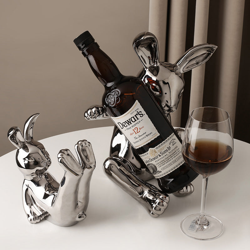 Nordic Light Luxury Cute Rabbit Wine Rack Set Wine Cabinet