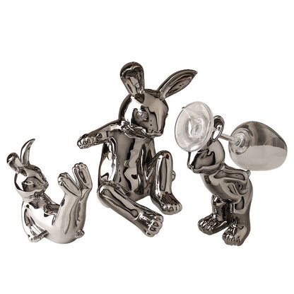 Nordic Light Luxury Cute Rabbit Wine Rack Set Wine Cabinet