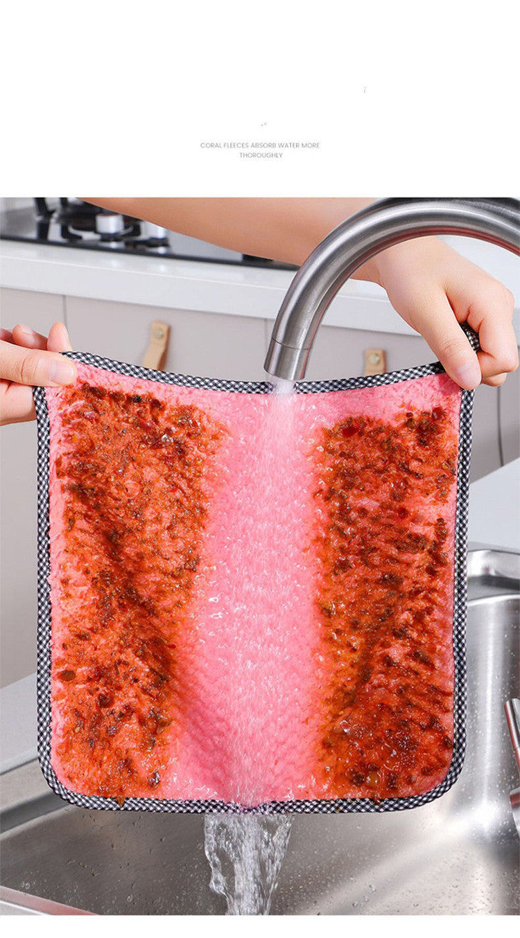 Kitchen Non-stick Oil Thickened Absorbent Rag Dish Towel