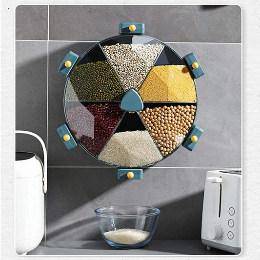 Wall-Mounted Grain Dispenser 5 Compartments Dry Food Dispenser