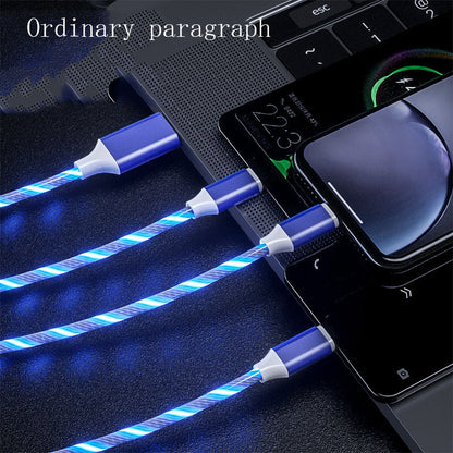 3 In 1 Micro USB Type C Cable LED Flowing Light