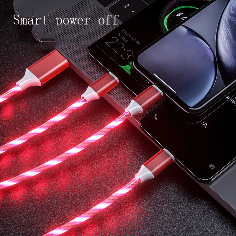 3 In 1 Micro USB Type C Cable LED Flowing Light