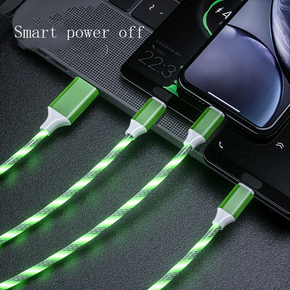3 In 1 Micro USB Type C Cable LED Flowing Light