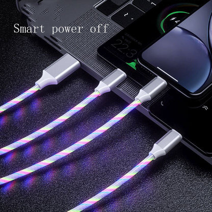 3 In 1 Micro USB Type C Cable LED Flowing Light