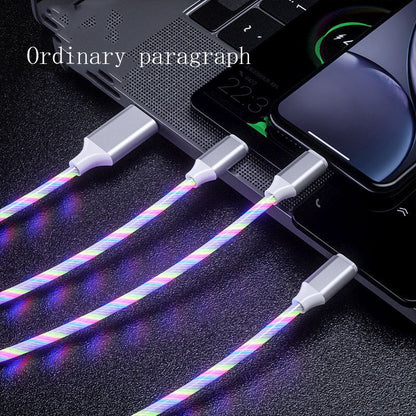 3 In 1 Micro USB Type C Cable LED Flowing Light