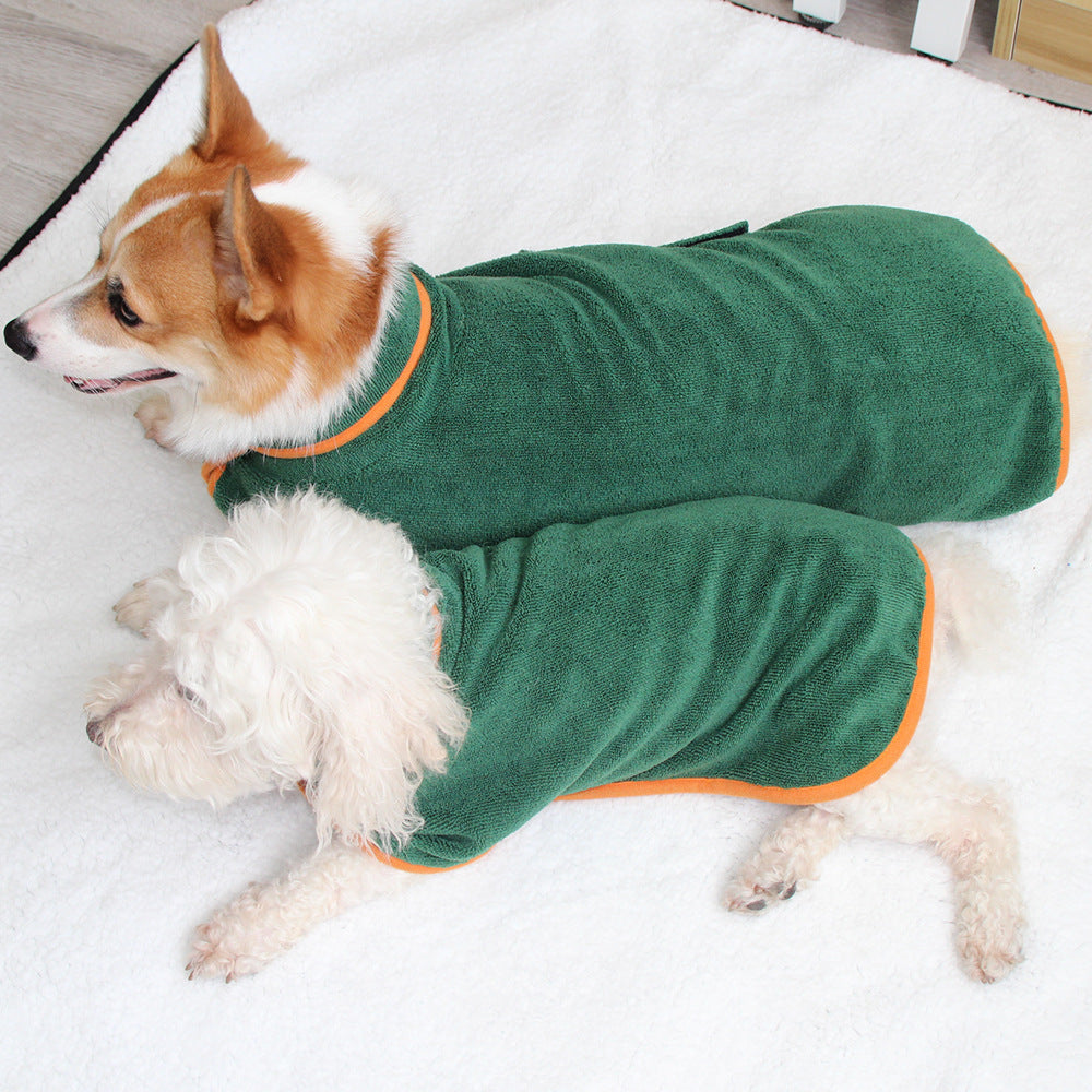 Pet Puppy Clothes Bathing Robe Neck Pet Clothes Tucked Waist Dog Shirts