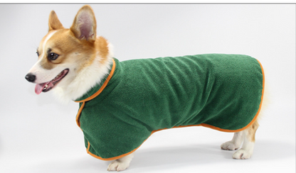 Pet Puppy Clothes Bathing Robe Neck Pet Clothes Tucked Waist Dog Shirts