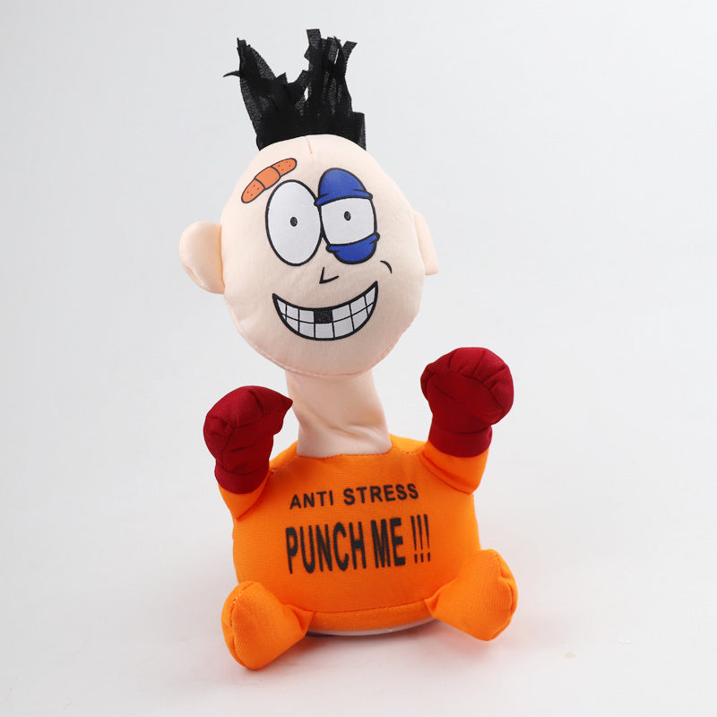 Funny Children Boxing Toys Punch Me Electric Plush Toys Creative Vent Screaming Doll