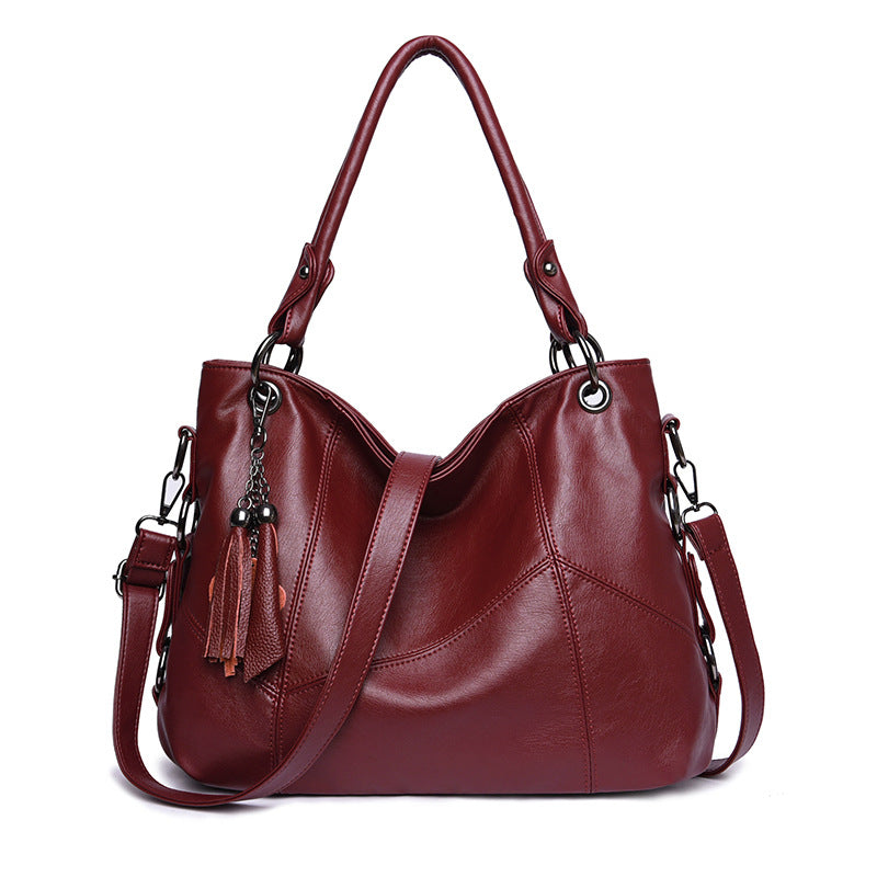 Handbag tassel soft leather big bag