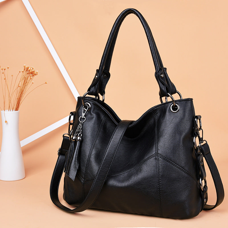 Handbag tassel soft leather big bag