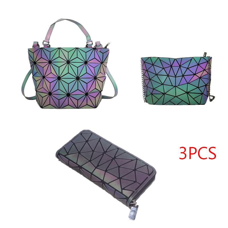 Luminous Makeup Bag Lattice Design Geometric Bag