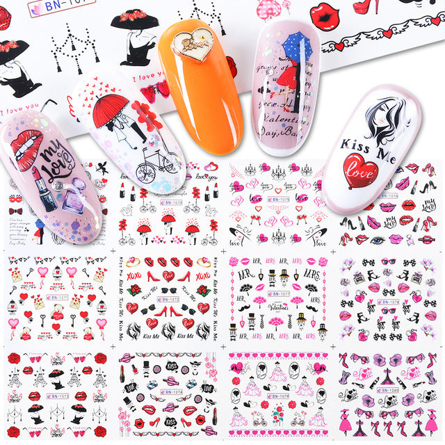 Hot Sale Love Lip Print Letter Nail Sticker