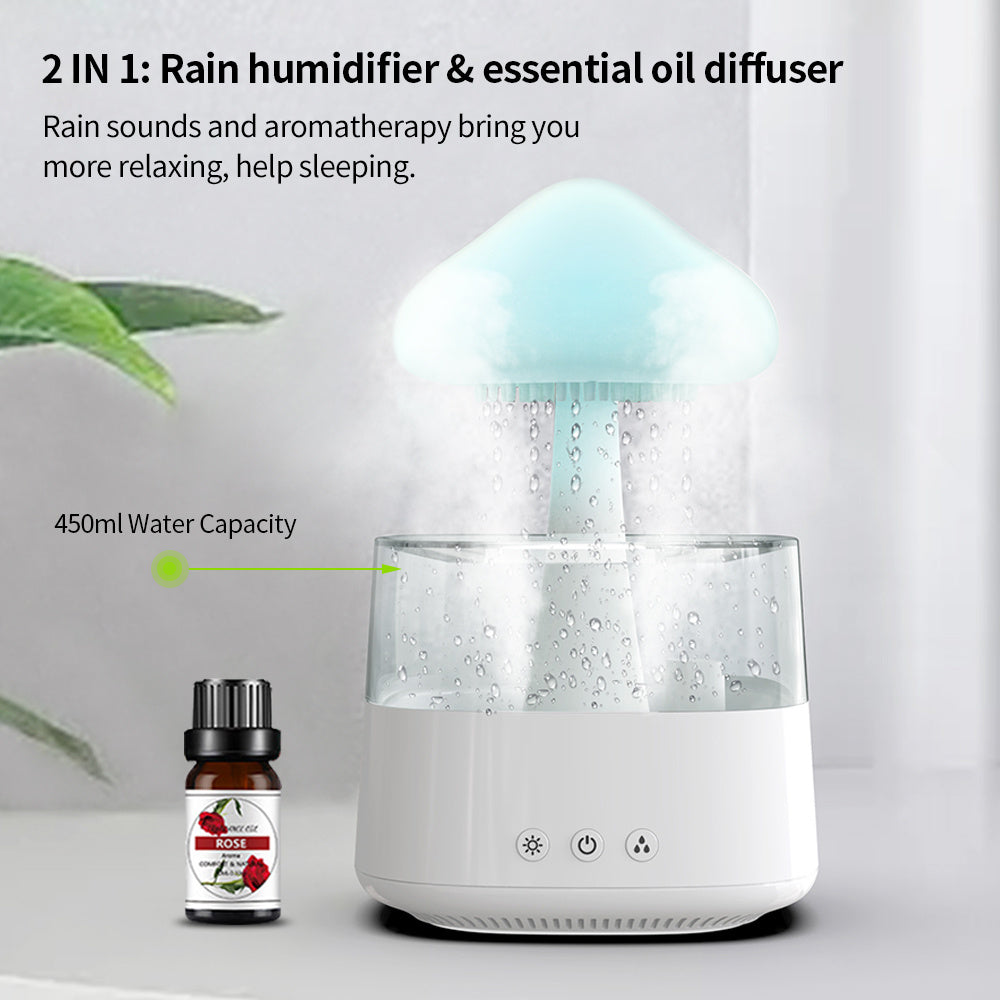 2-in-1 Desk Humidifier Rain Cloud Aromatherapy Essential Oil