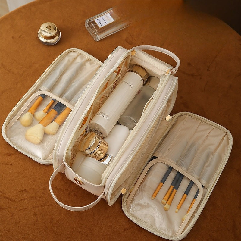 Three-layer Double Zipper U-shaped Design Cosmetic Bag Fashion