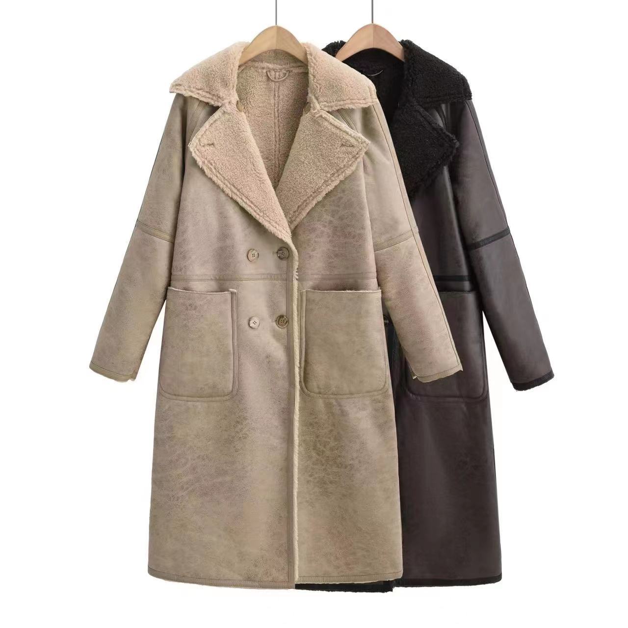 Winter Jacket With Belt Fashion Double Breasted Lapel