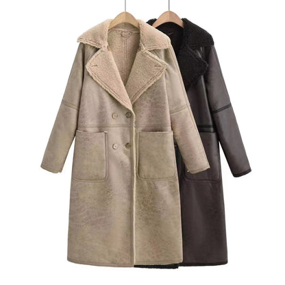 Winter Jacket With Belt Fashion Double Breasted Lapel