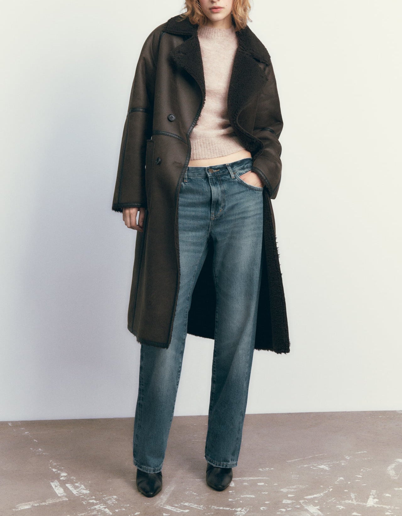 Winter Jacket With Belt Fashion Double Breasted Lapel