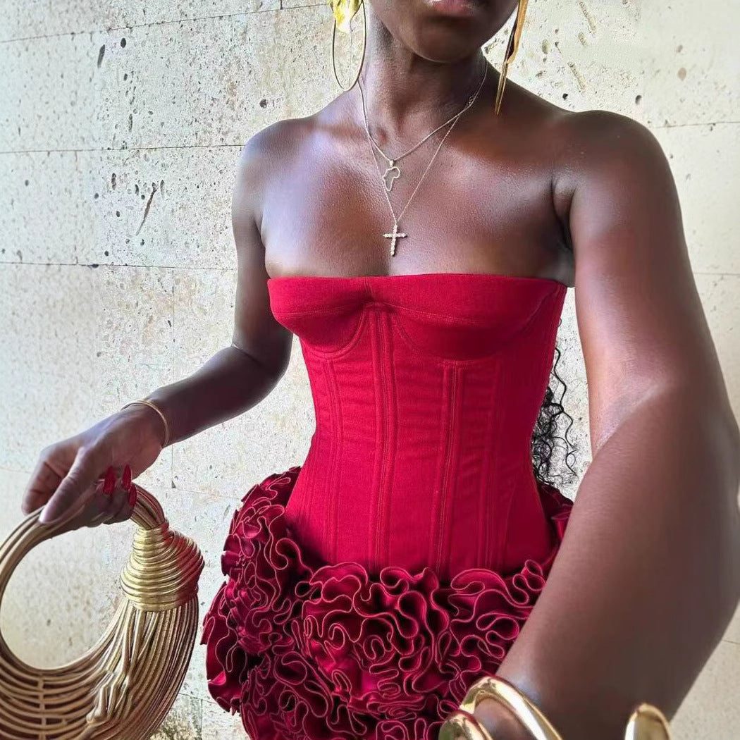 New Strap Adjustable Tube Top Short Skirt Strapless Ball Gown