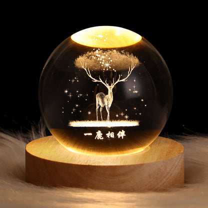 Luminous Starry Sky And Planets Moon Moon Crystal Ball Night Lamp