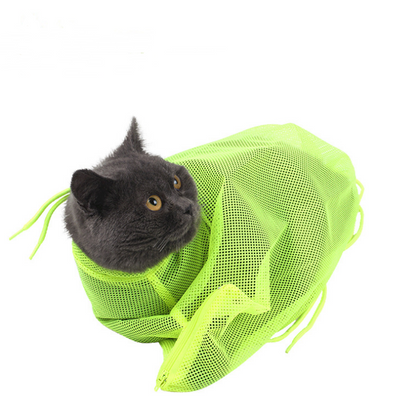 Multifunctional Polyester Cat Washing Shower Mesh Bags Pet Nail Trimming Bags