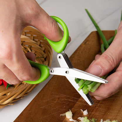 Multifunctional Multi-layer Green Onion Scissors Stainless Steel