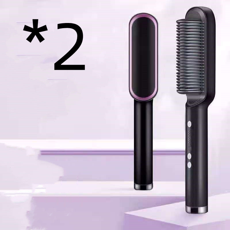 New 2 In 1 Hair Straightener Hot Comb Negative Ion Curling