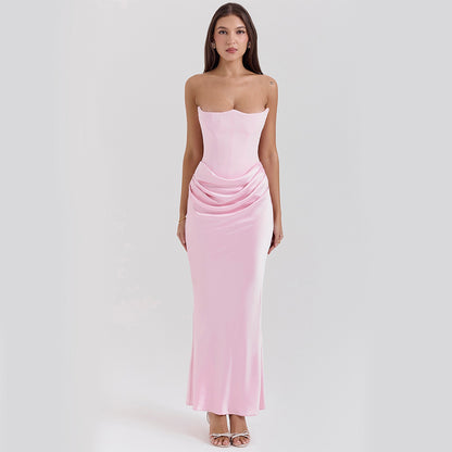 Slim Tube Top Long Dress Sexy Fashion Bandeau Backless