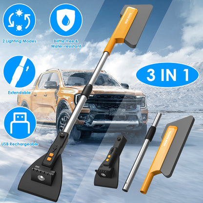 1Pc 3 In 1 Car Snow Removal Shovel With Lights Car Snow Removal