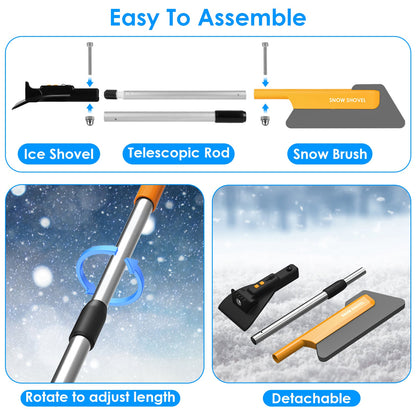1Pc 3 In 1 Car Snow Removal Shovel With Lights Car Snow Removal