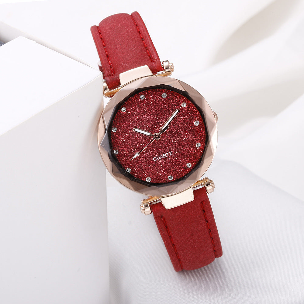 Casual Women Romantic Starry Sky Wrist Watch Leather