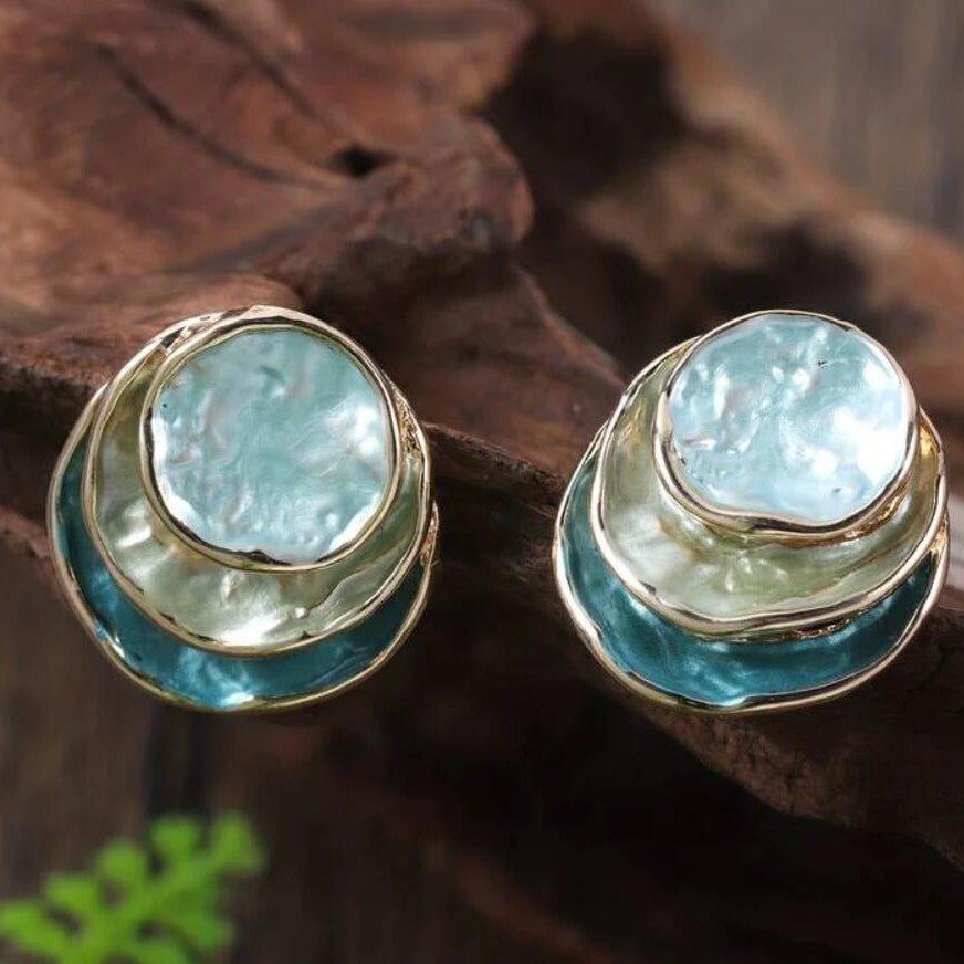 Ins Three-colored Painting Round Earrings Fashion